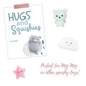 Umarmungen und Squishies Geburtstagskarte, Moj Moj, Geschenkanhänger, Gastgeschenke, Geburtstagsparty Ausdrucke, Geburtstag Download