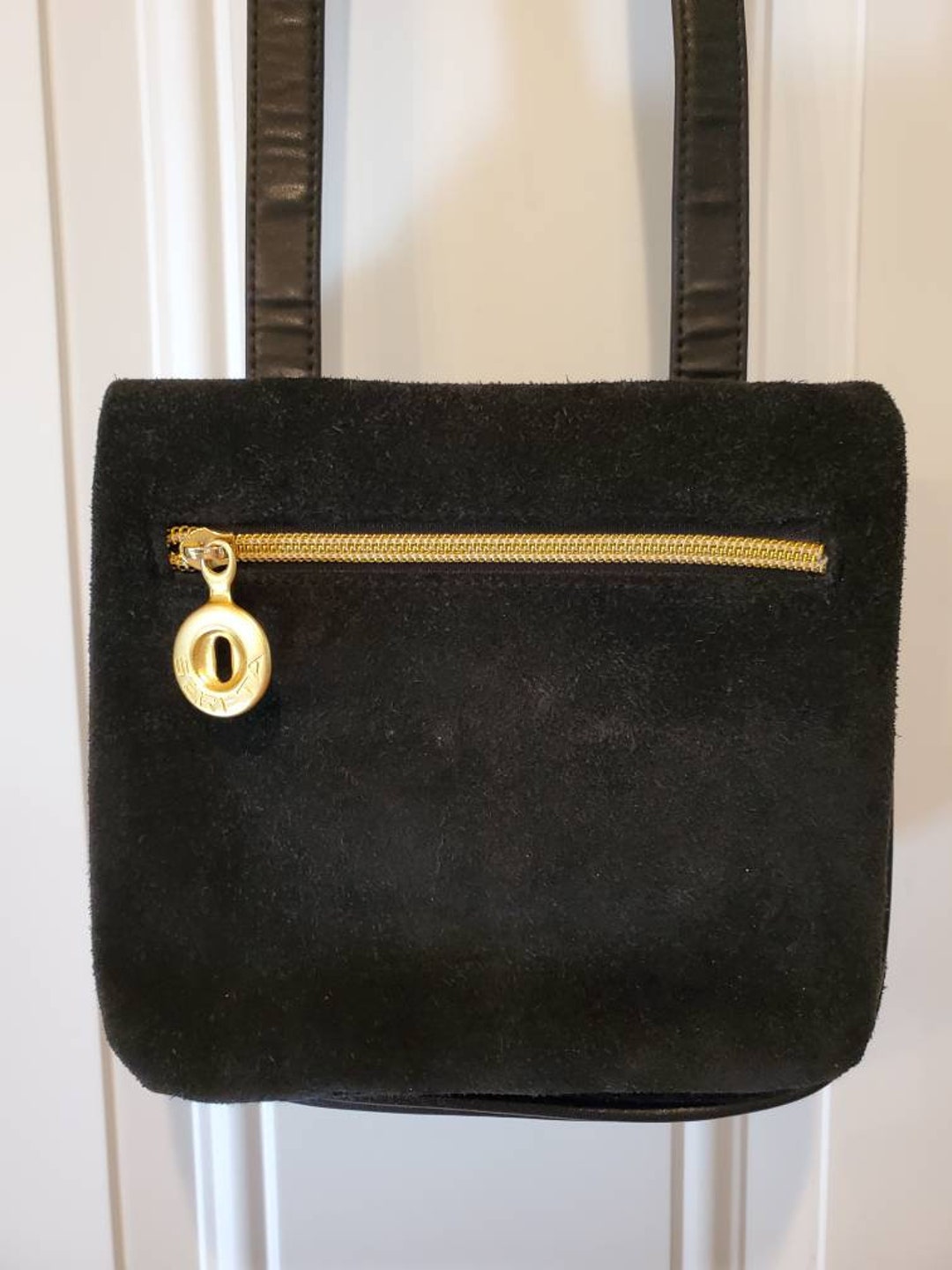 Black Suede and Leather Purse by Sereta Vintage Etsy