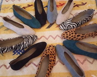 Bailarinas con estampado de leopardo y cebra - Artesanía marroquí