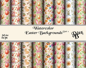 Easter Backgrounds Set 1 Digital Scrapbook Watercolor papers jpg commercial use