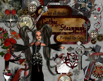 Gothic Meets Steampunk digital scrapbook kit
