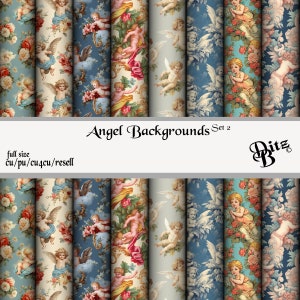 Vintage Engel Digitales Scrapbook Hintergrundpapiere Set 2