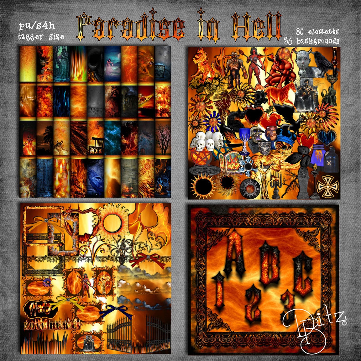 Paradise in Hell Digital Scrapbook Kit Jpg Transparent Png 