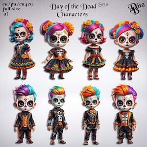 Day of the Dead Charaktere set 2 Transparente Png Bilder