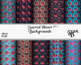 Sacred Heart Mexican Digital Scrapbook Background Papers Set 2