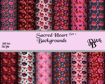 Sacred Heart Mexican Digital Scrapbook Background Papers Set 1