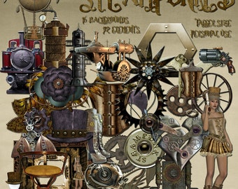 Steampunked Digital Scrapbook Kit jpg, transparent png