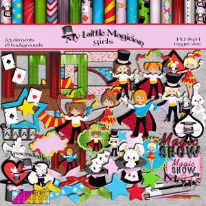 Kit de álbum de recortes digital My Little Magician-Girls jpg, png transparente