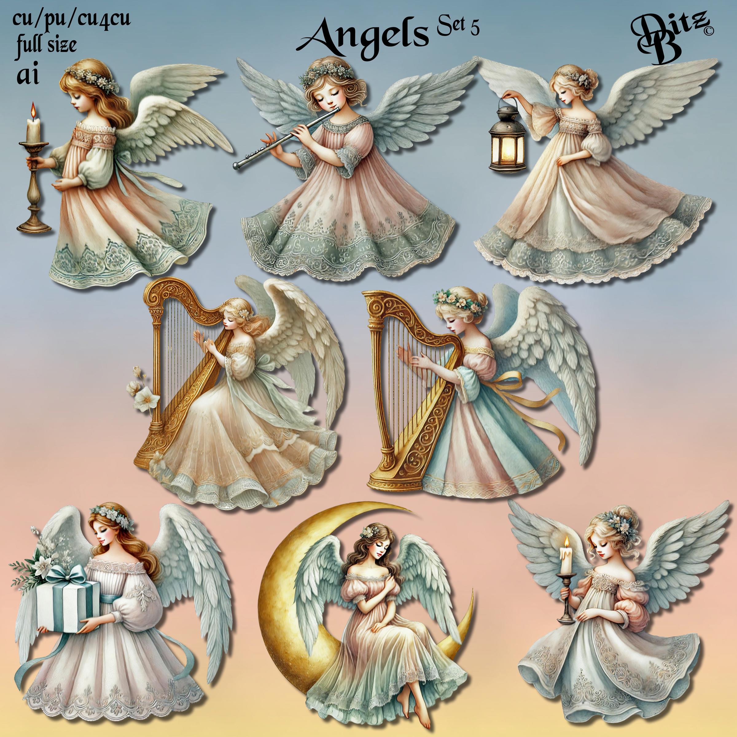 Angels Set 5 Transparent Png Images - Etsy