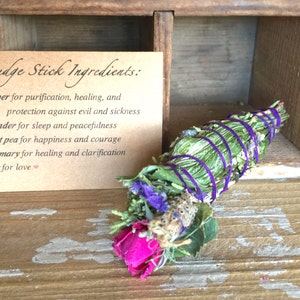 Juniper Smudge Stick with Rosemary, Lavender, Sweet Pea, and Rose
