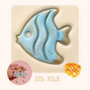 Archivo digital STL para impresión 3D de pez ángel oceánico texturizado, cortador de arcilla Art Deco