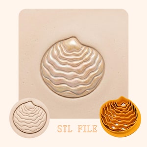 Ocean Wave Jakobsmuschel STL texturierte Clay Cutter Polymer Ohrring Form 3D Druck Datei Schmuck