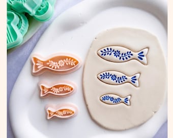 Floral Fish Clay Cutter Mediterranean Ceramic Stamp Polymer Jewelry Tools Set