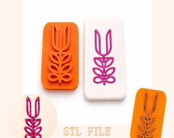 Tulip Clay Cutter STL, Botanical Earring, Floral Polymer Jewelry, 3D Print File