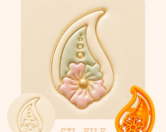 Polymer Clay Cutter STL, Paisley Embossed Flower Earring 3D Print File