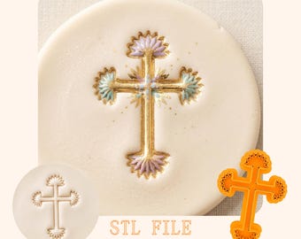 Byzantine Cross Clay Cutter STL, Ornate Earring, Polymer Jewelry, 3D Print File