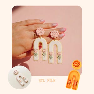 Archivo STL Tulip Arch para cortadores de pendientes de arcilla polimérica, colgante floral, juego de 2 piezas