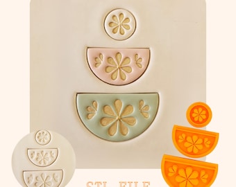 Polymer Clay Cutter STL, Retro Floral Tiered Earring Set, Jewelry STL Files