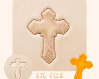 Gothic Cross Clay Cutter STL, Baroque Embosser, Polymer Earring Jewelry 3D Print Files