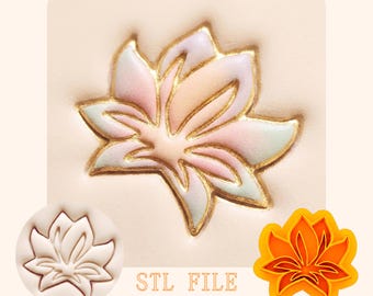 Lily Clay Cutter STL, Polymer Earring Jewelry, Floral Embosser, Botanical 3D Print Files