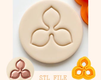 Trefoil Flower Clay Cutter STL, Polymer Clay Template, Earring Jewelry Files