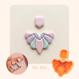 Art-Deco-Tonschneider STL-Datei Polymer Clay Ohrring Statement Fan Stud Topper