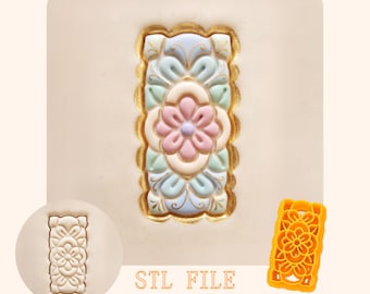Vintage Floral Clay Cutter STL, Polymer Earring Embosser, Baroque Jewelry 3D Print Files