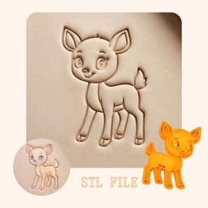 Archivo STL para pendientes de ciervo bebé, cortador de arcilla con diseño de animales del bosque, archivo digital para la fabricación de joyas.