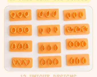 Fall Leaf Clay Cutter STL Bundle, 12 Mini Designs for Polymer Clay Studs