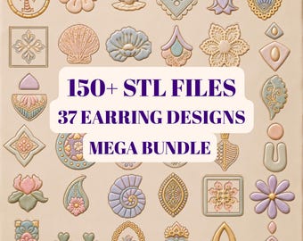 Polymer Clay Cutters STL Bundle, 37 Earring Designs, 150 Digital Files