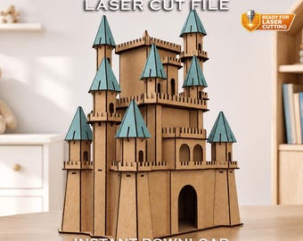Burg aus Holz Laser Cut-Datei-Bundle, 3D mittelalterlichen svg (dxf, eps, ai, cdr)