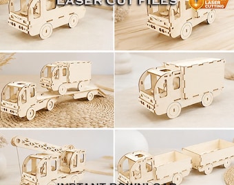 Wooden Truck Set Laser Cut Files for 3mm MDF