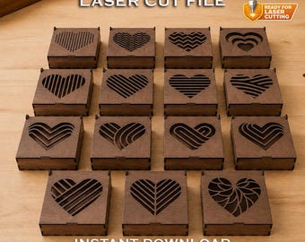 Herz Box Bundle SVG | 15 Laser Cut Holzkisten Designs (3 mm, 4 mm)