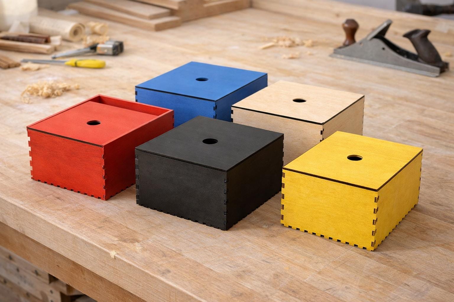 5 Wooden Box Laser Cut Files Bundle, Modern Storage Box Template ...