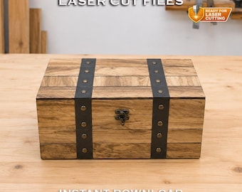 Rustikale Schatztruhe Laser Cut Dateien, Holz Aufbewahrungsbox Plan (Instant Download)