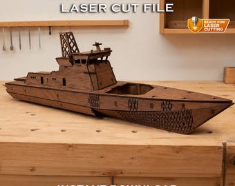 Modernes Kriegsschiff Laser Cut Datei, Marine Schiff SVG, Militär CNC Pattern (digitaler Download)