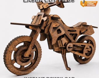3D Motorrad Laser Cut Datei, DIY Modell Vorlage (cdr, dxf, pdf)