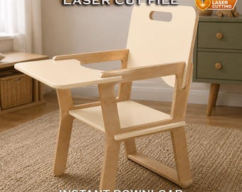 Kids Chair Cdr File | Montessori Chair Design | Laser Cut Furniture | CNC Router Project | Instant Download