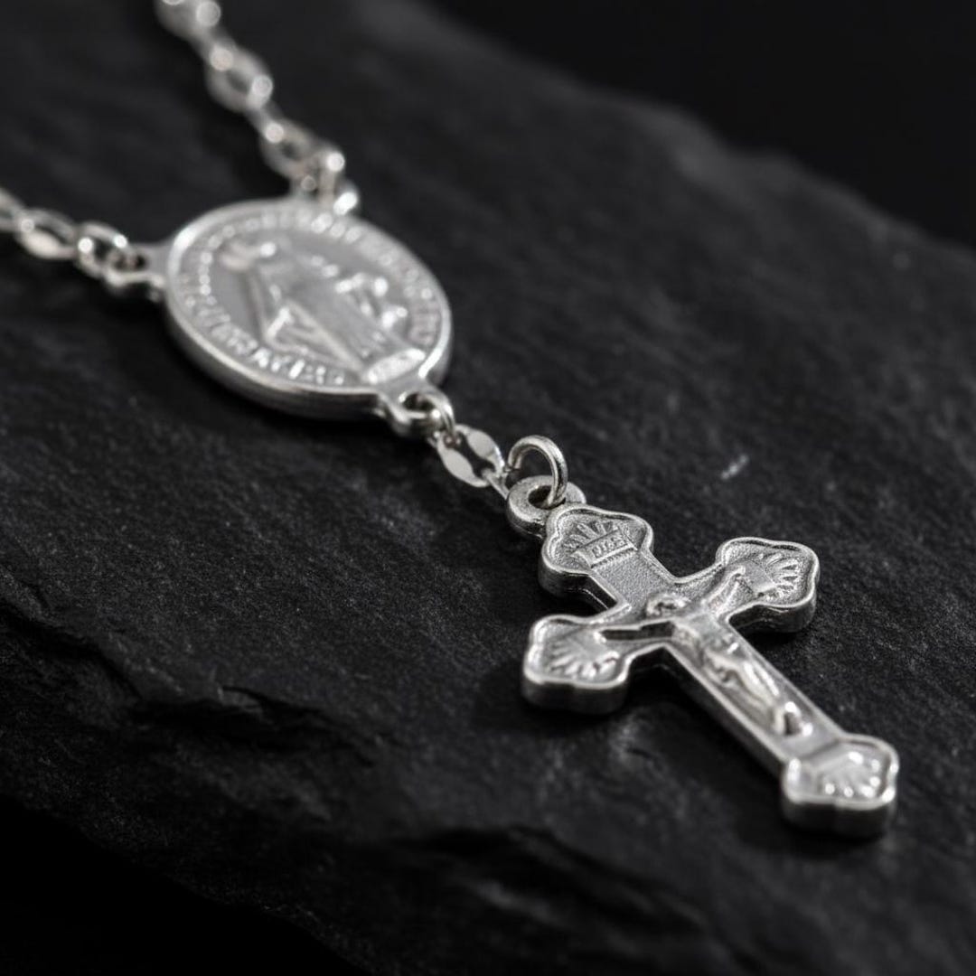 Miraculous Medal Cross Necklace, Stainless Steel Y-necklace, Dainty ...