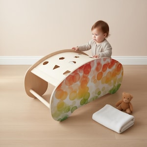 4-i-1 multifunktionell Montessori-gunga - Pedagogiskt skrivbord – Rainbow Bubbles Edition