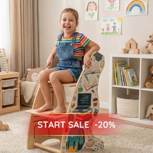 6-i-1 Montessori-lektorn | Konvertibel barnstol i trä, pall, skrivbord