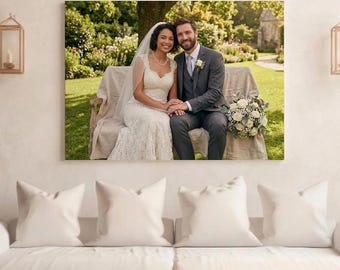 Custom Newlywed Gift from Photo, Wedding Portrait Canvas, Anniversary Canvas Print, Bridal Shower Gift, Wall Art for Bedroom