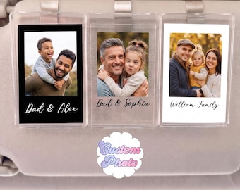 Personalized Gift for Dad from Daughter Son, Custom Family Car Visor Clip, Father's Day Present, Acrylic Car Accessories, New Driver Gift