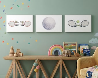 Sports Nursery Canvas Print, Custom Sport Wall Art, Little Athlete Room Decor, Boys Playroom Wall Art, Sports Theme Baby Shower Gift
