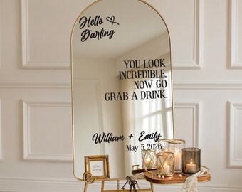 Custom Bridal Mirror Vinly, Wedding Welcome Sign, Engagement Name Decal, Reception Mirror Sign, DIY Wedding Signage, Mirror Wedding Decor