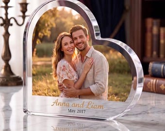 Custom Heart Photo Plaque, Custom Personalized Anniversary Gift, 3D Glass Style Photo, Clear Acrylic Photo Block, Memorial Picture Print