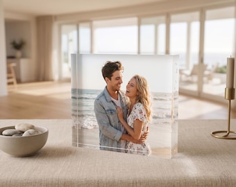 Custom Anniversary Gift for Couple, Peronalized Photo Tabletop, 3D Glass Style Photo Plaque, Customizable Photo Gift, Memorial Picture Print