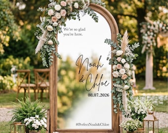 Wedding Mirror Decal, Custom Bridal Welcome Sign, Engagement Name Vinyl, Reception Mirror Sign, DIY Wedding Signage, Mirror Wedding Decor