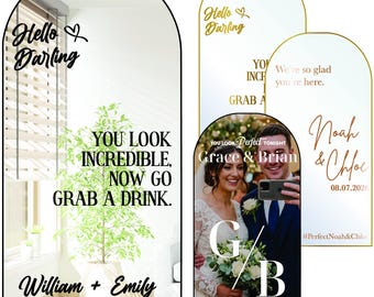 Personalized Wedding Mirror Decal, Engagement Welcome Sign, Bridal Name Vinyl, DIY Wedding Mirror Decor,  Reception Mirror Sign