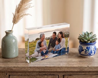 Custom Family Acrylic Photo Block, Grandparents Photo Gift, Photo Block for Grandma, 3D Family Plaque, New Home Housewarming Gift